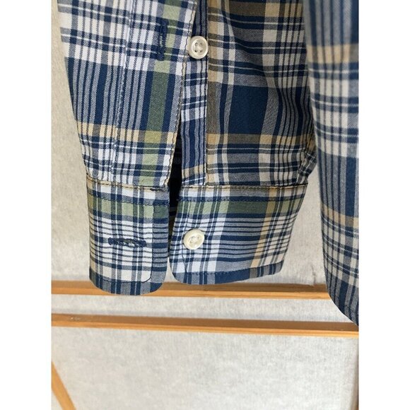 L.L. Bean Mens Medium Blue Plaid Long Sleeve Button Down Shirt OJAV1 100% Cotton - Picture 8 of 11